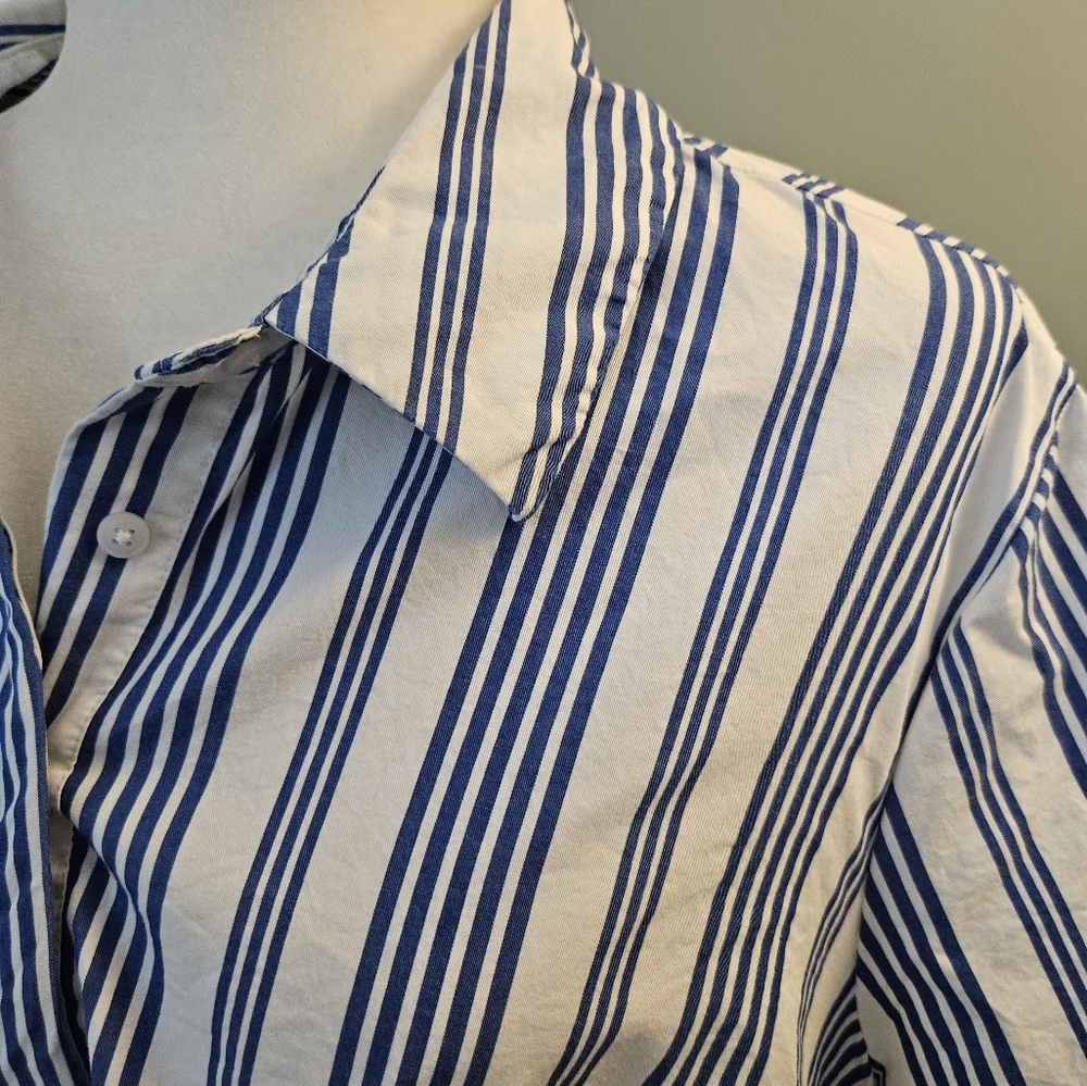 Old Navy Women's Size XL Blue and White Striped Shirt Dress with Pockets - Picture 5 of 15